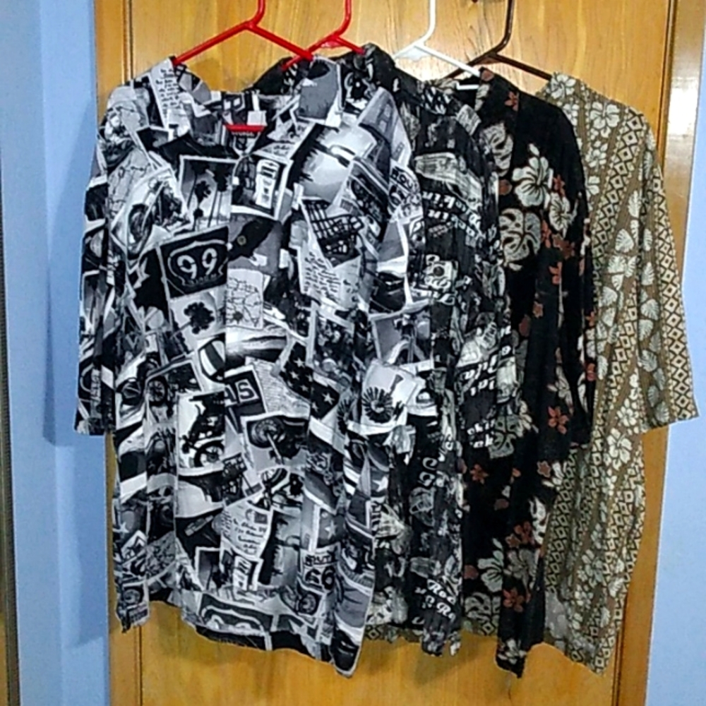 Set of 4 Casual Button Down Short Sleeve 'Hawaiian Style' Shirts By George